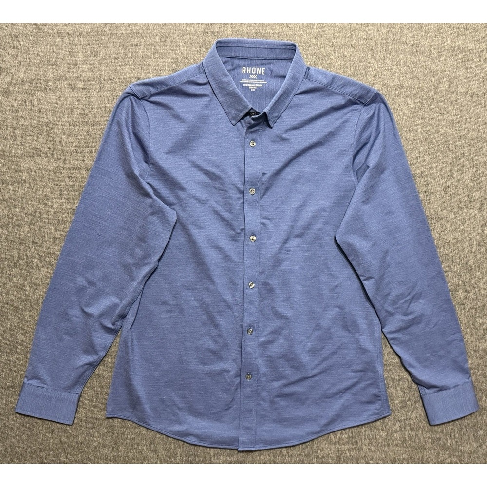 Rhone Shirt Mens Large Slim Fit Blue Fine Italian Fabric Performance Button Up